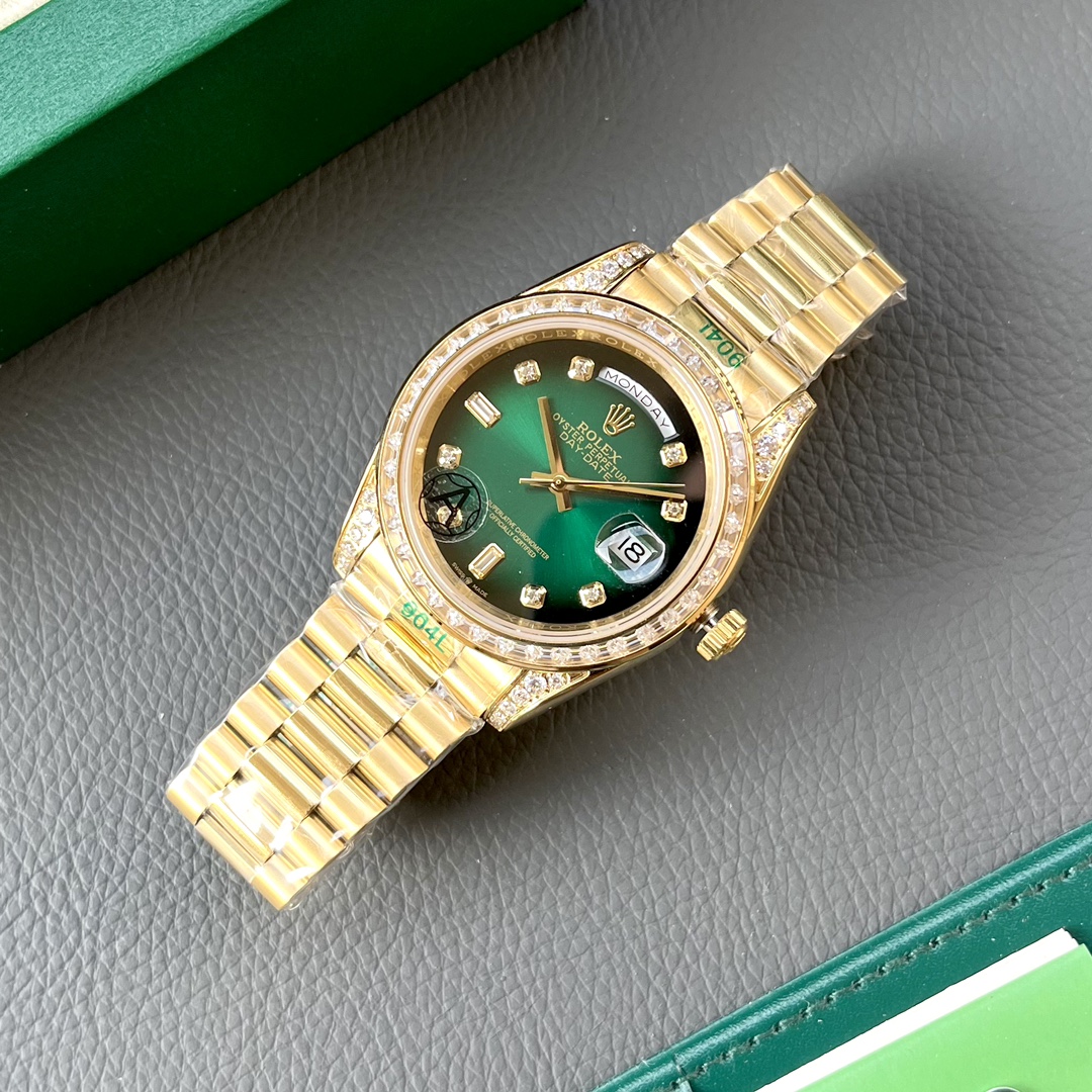 Rolex Day-Date 40 Oyster Perpetual – Green Dial Diamond-Set Watch