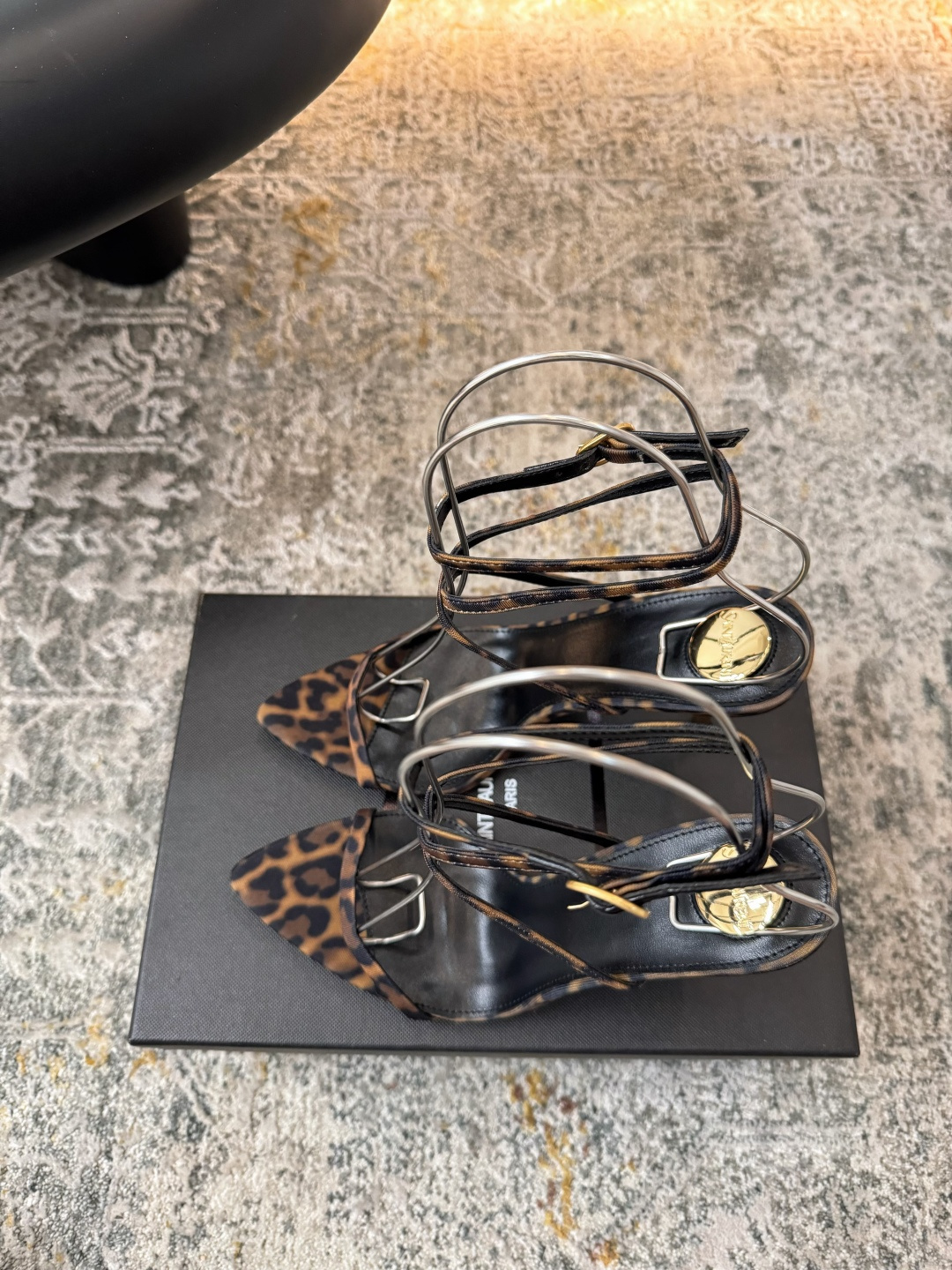 YSL SAINT LAURENT Amber Lace-Up Pumps in Leopard Print