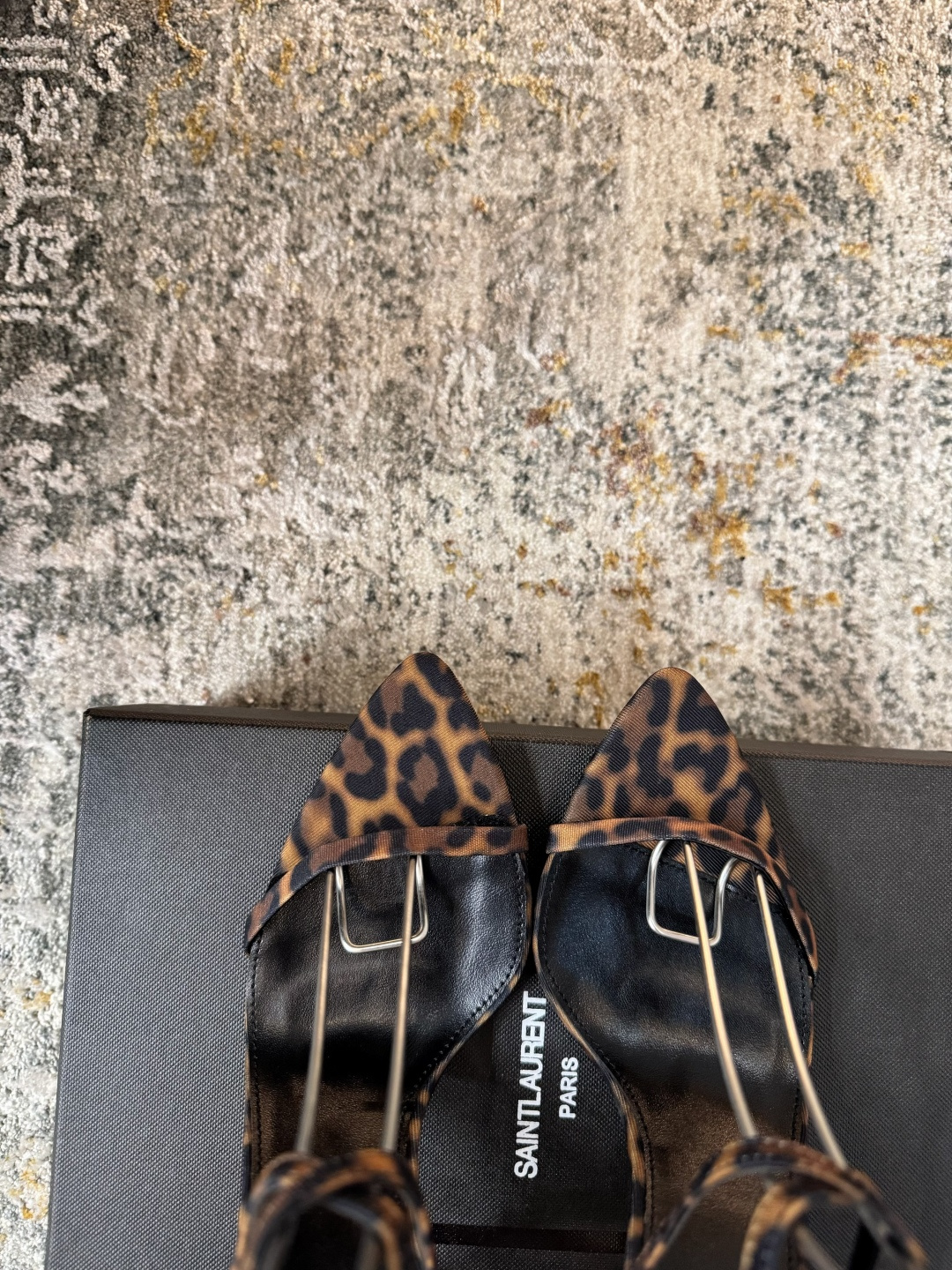 YSL SAINT LAURENT Amber Lace-Up Pumps in Leopard Print