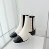Chanel Pearl Button Two-Tone Cap Toe Ankle Boots 1