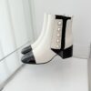 Chanel Pearl Button Two-Tone Cap Toe Ankle Boots 2