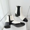Chanel Pearl Button Two-Tone Cap Toe Ankle Boots 5