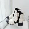 Chanel Pearl Button Two-Tone Cap Toe Ankle Boots 7