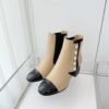 Chanel Pearl Button Two-Tone Cap Toe Ankle Boots 8