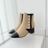 Chanel Pearl Button Two-Tone Cap Toe Ankle Boots 9
