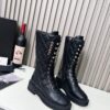Chanel Quilted Lace-Up Combat long Boots 15