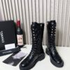 Chanel Quilted Lace-Up Combat long Boots 8