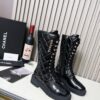 Chanel Quilted Lace-Up Combat long Boots 9