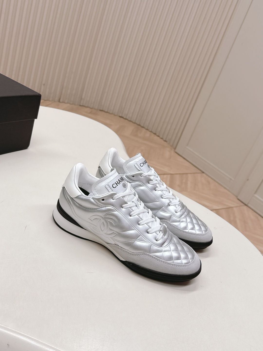 Chanel Quilted Metallic Lambskin Sneakers 2