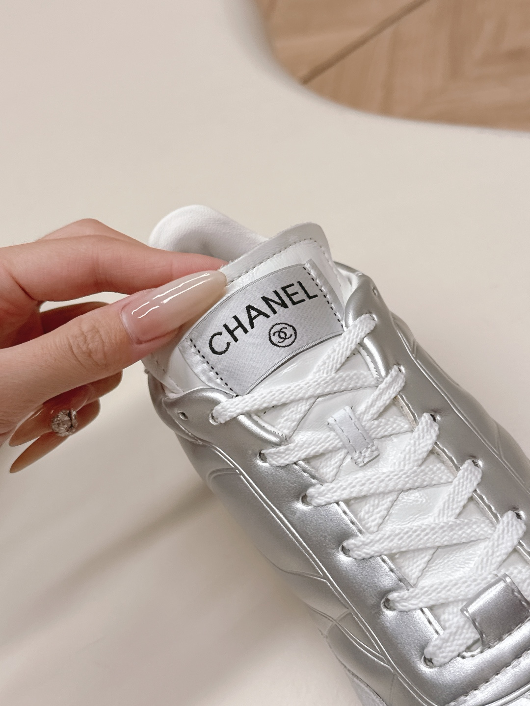 Chanel Quilted Metallic Lambskin Sneakers 7