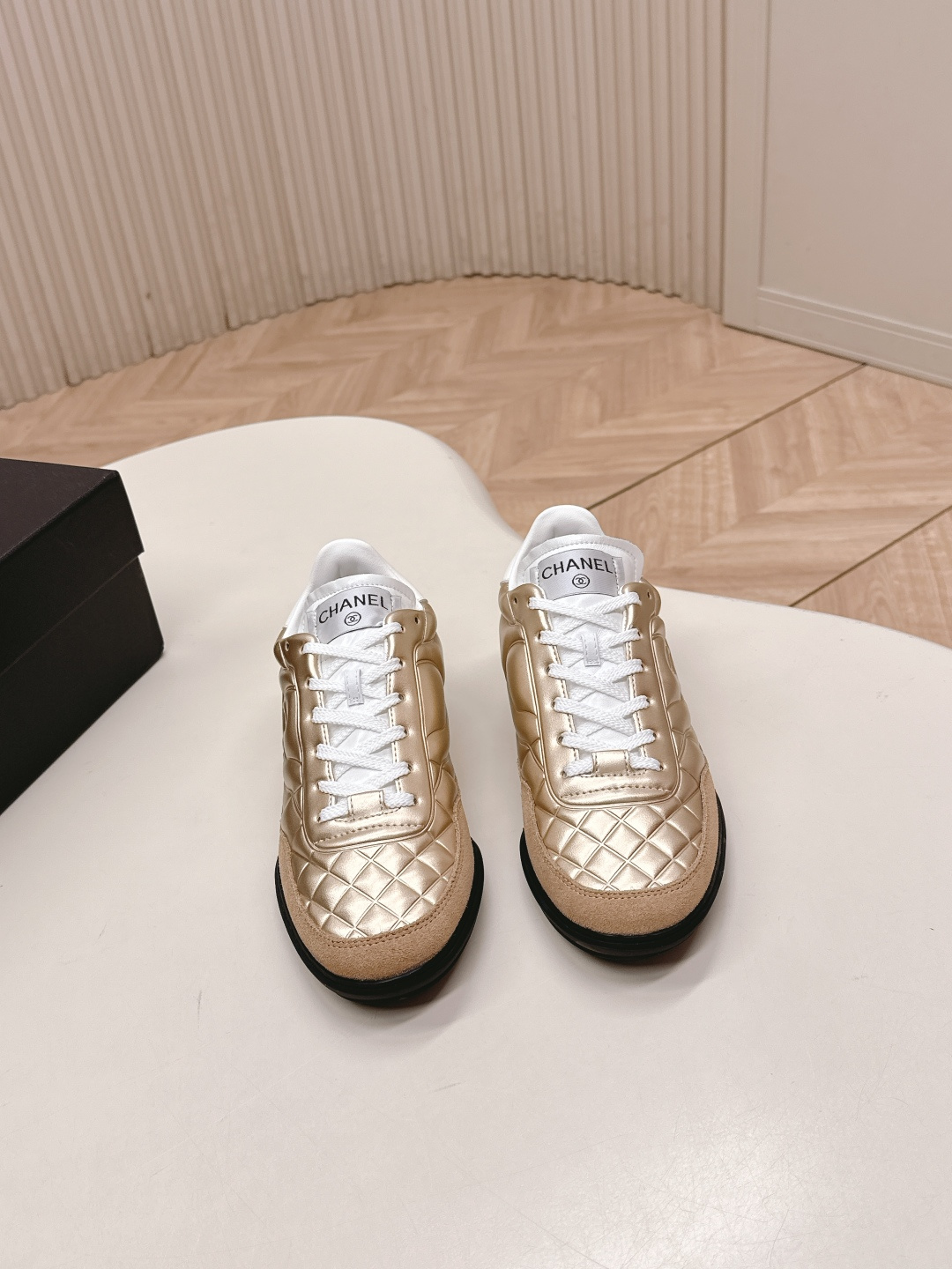 Chanel Quilted Metallic Lambskin Sneakers 9