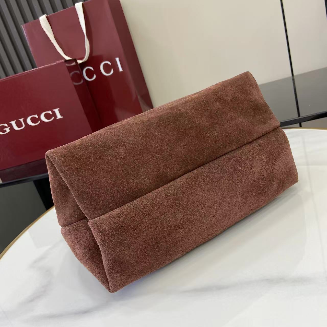 Gucci Softbit Maxi Suede Shoulder Bag 13