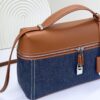 Loro Piana Leather-Trimmed Denim Shoulder Bag 4
