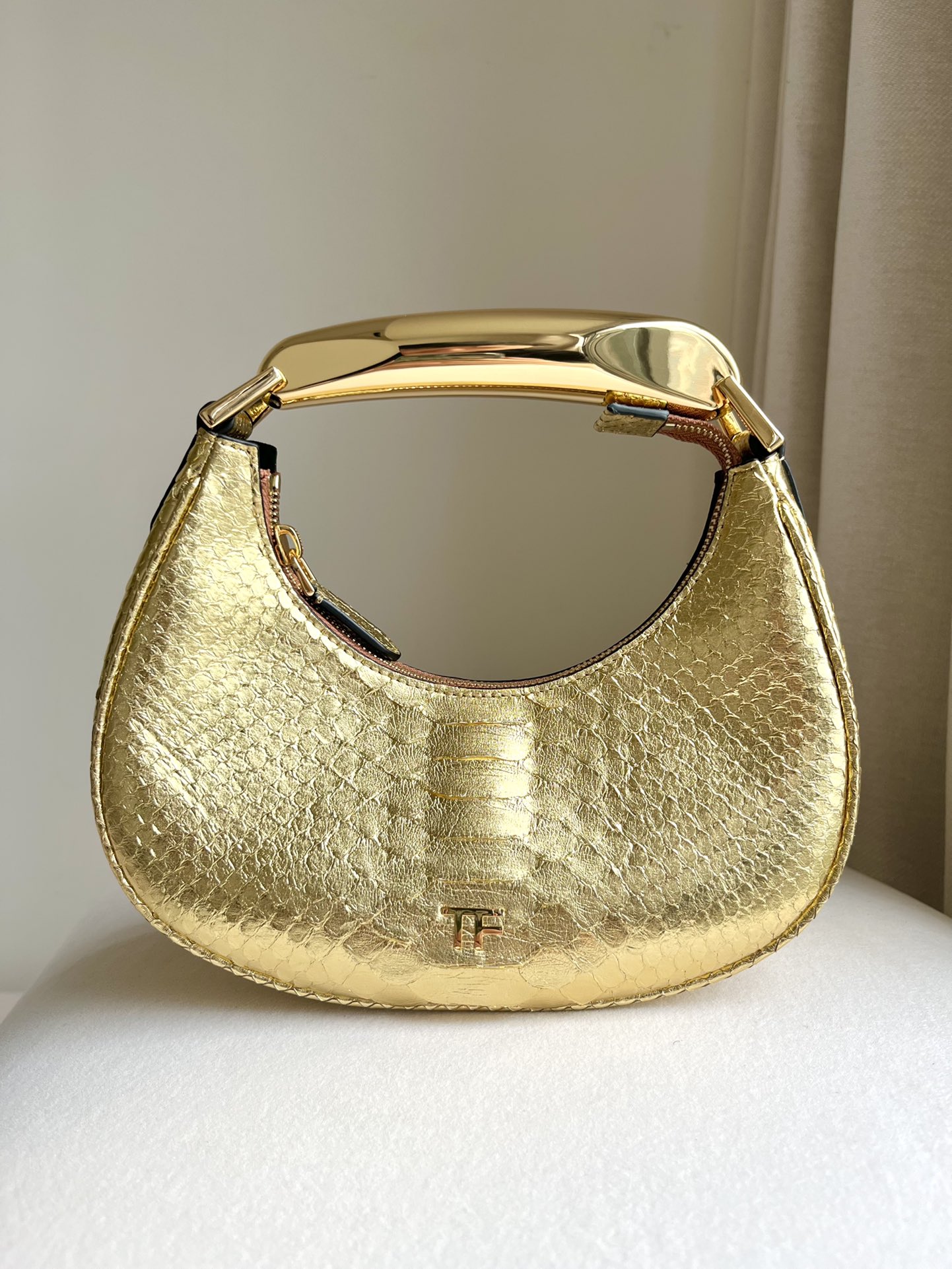 Tom Ford Bianca Mini Hobo Bag in Black Python-Embossed Leather 11