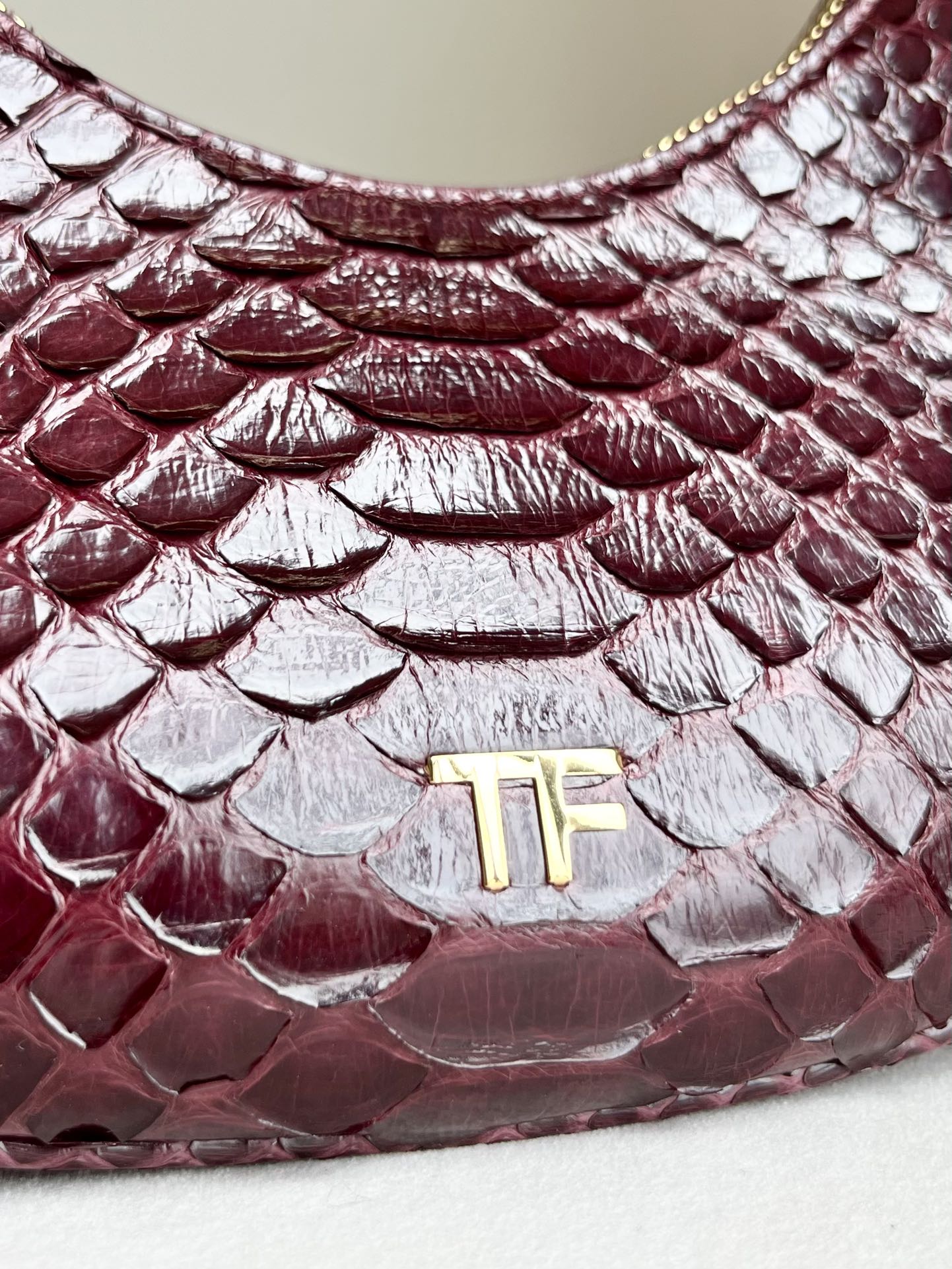 Tom Ford Bianca Mini Hobo Bag in Black Python-Embossed Leather 30