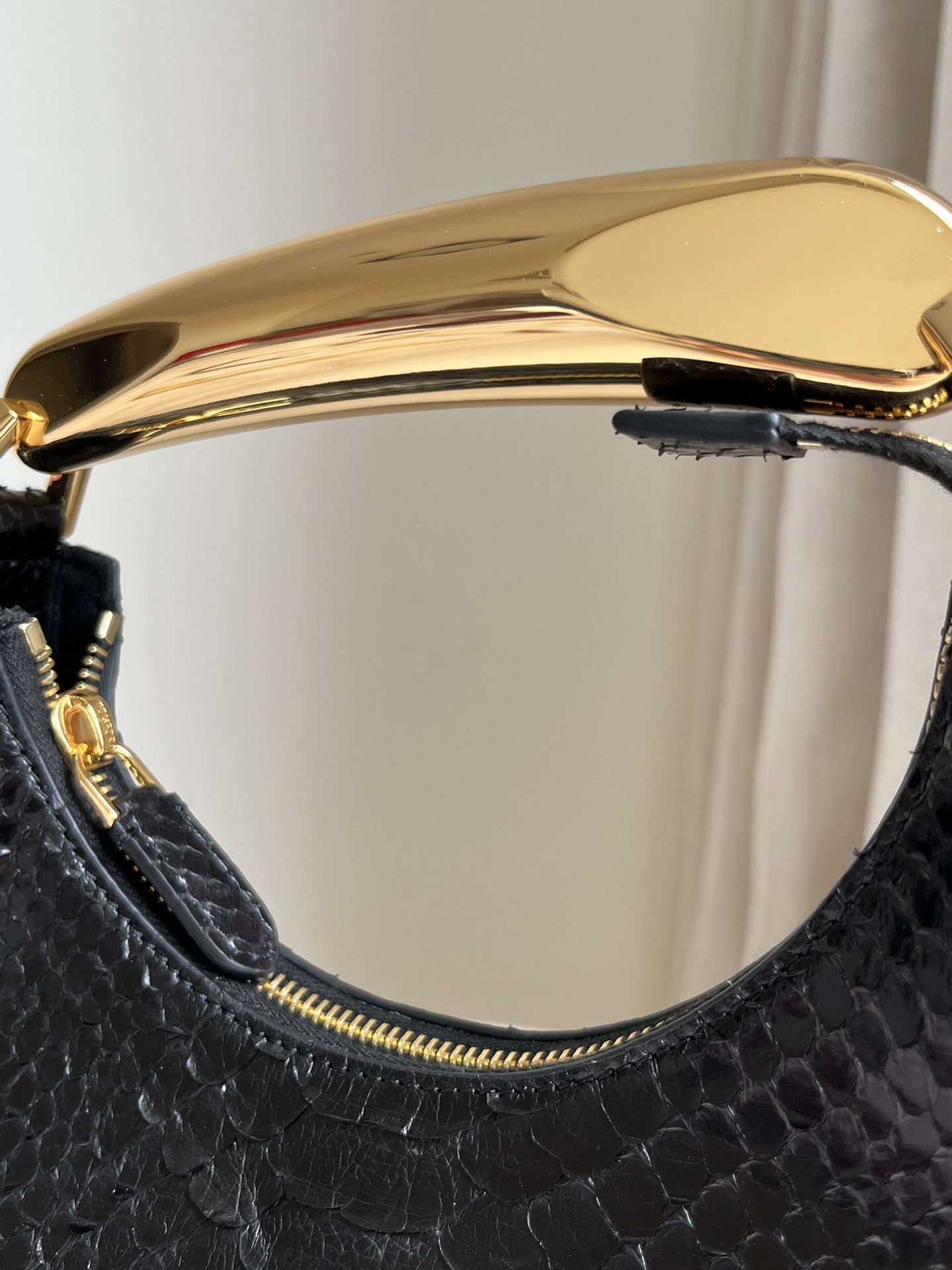 Tom Ford Bianca Mini Hobo Bag in Black Python-Embossed Leather 6